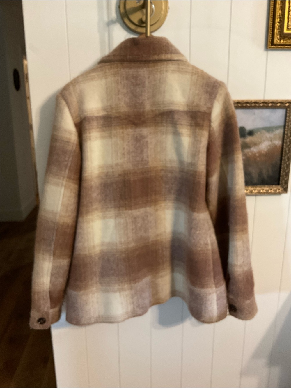 STS Ranchwear Plaid Teddy Zip Jacket in Brown & Cream - Picture 3 of 3